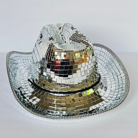 Rave Wear Disco Cowboy Hat Silver Mirror Tile Festival Party Glam Bachelorette main image 6
